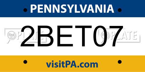 2BET07 Pennsylvania License Plate