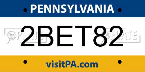 2BET82 Pennsylvania License Plate