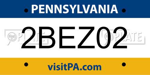 2BEZ02 Pennsylvania License Plate