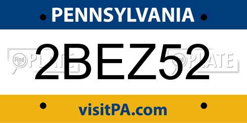 2BEZ52 Pennsylvania License Plate