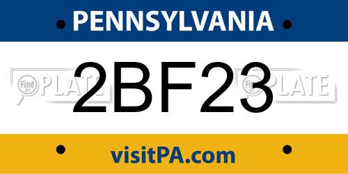 2BF23 Pennsylvania License Plate