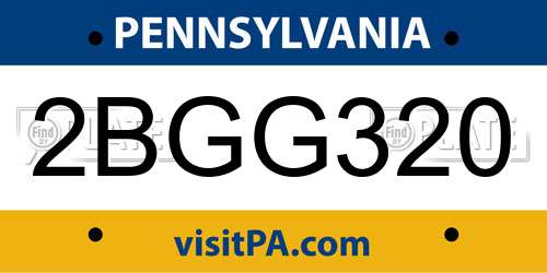 2BGG320 Pennsylvania License Plate