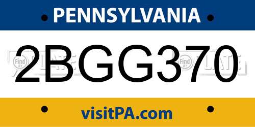 2BGG370 Pennsylvania License Plate