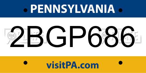2BGP686 Pennsylvania License Plate