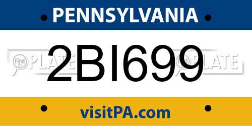 2BI699 Pennsylvania License Plate