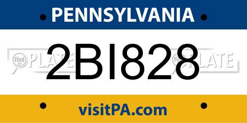 2BI828 Pennsylvania License Plate