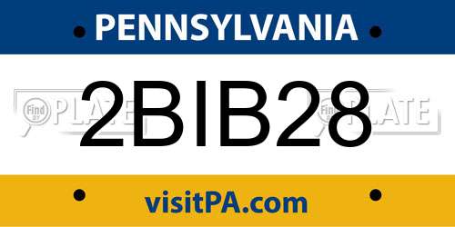2BIB28 Pennsylvania License Plate