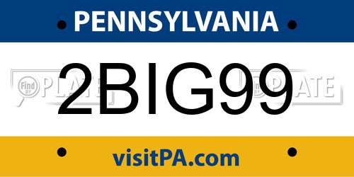2BIG99 Pennsylvania License Plate