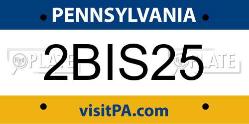 2BIS25 Pennsylvania License Plate
