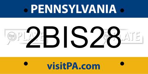 2BIS28 Pennsylvania License Plate