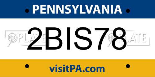 2BIS78 Pennsylvania License Plate
