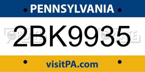 2BK9935 Pennsylvania License Plate