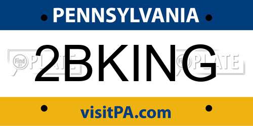 2BKING Pennsylvania License Plate