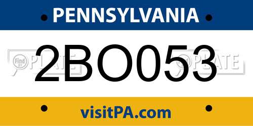 2BO053 Pennsylvania License Plate