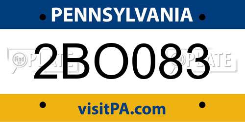 2BO083 Pennsylvania License Plate