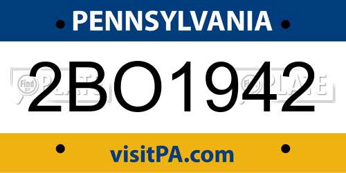 2BO1942 Pennsylvania License Plate