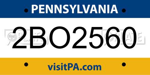 2BO2560 Pennsylvania License Plate
