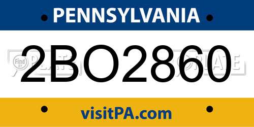2BO2860 Pennsylvania License Plate
