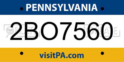 2BO7560 Pennsylvania License Plate