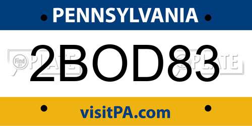 2BOD83 Pennsylvania License Plate