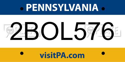 2BOL576 Pennsylvania License Plate