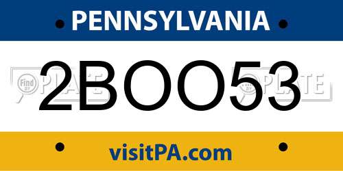 2BOO53 Pennsylvania License Plate