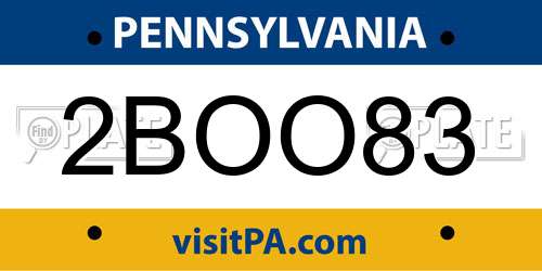 2BOO83 Pennsylvania License Plate