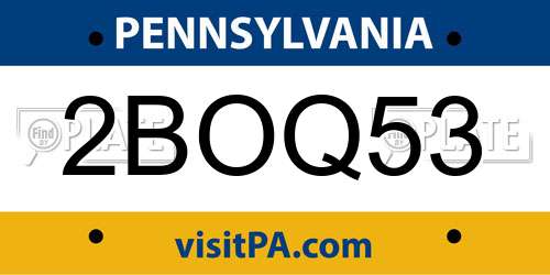 2BOQ53 Pennsylvania License Plate
