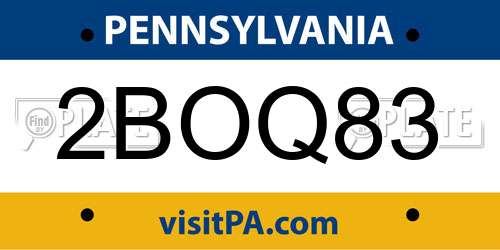 2BOQ83 Pennsylvania License Plate