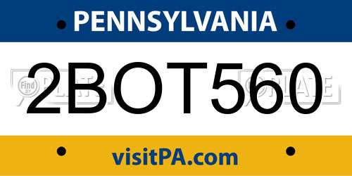 2BOT560 Pennsylvania License Plate