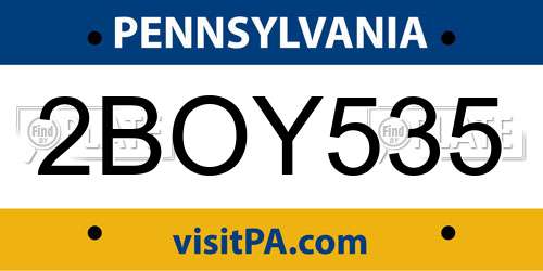 2BOY535 Pennsylvania License Plate