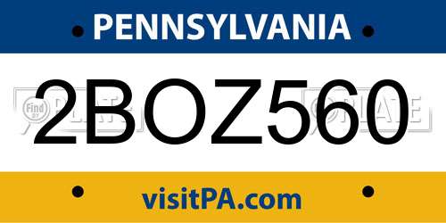 2BOZ560 Pennsylvania License Plate