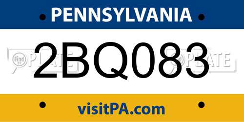 2BQ083 Pennsylvania License Plate