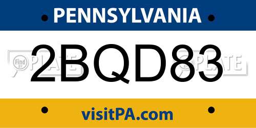 2BQD83 Pennsylvania License Plate