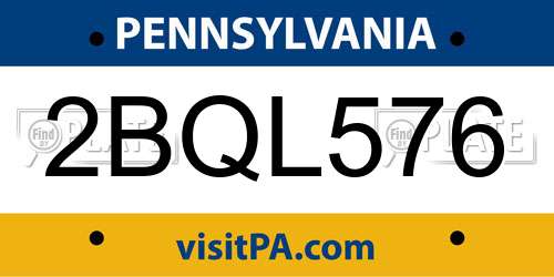 2BQL576 Pennsylvania License Plate