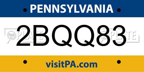 2BQQ83 Pennsylvania License Plate
