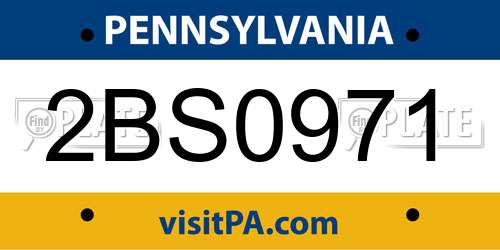 2BS0971 Pennsylvania License Plate