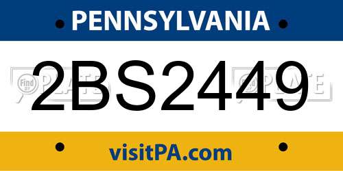2BS2449 Pennsylvania License Plate