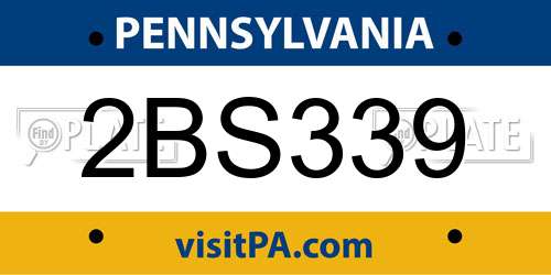 2BS339 Pennsylvania License Plate