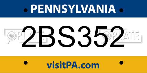2BS352 Pennsylvania License Plate