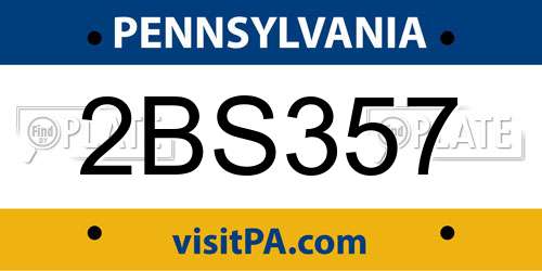 2BS357 Pennsylvania License Plate