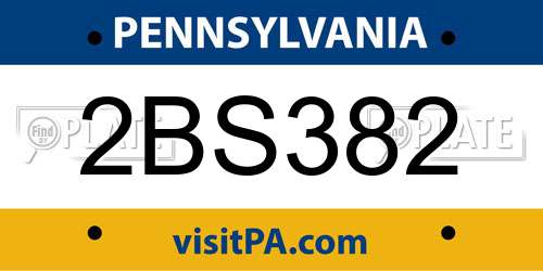 2BS382 Pennsylvania License Plate