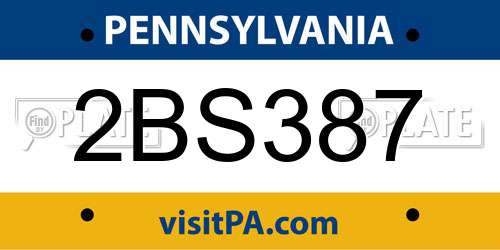 2BS387 Pennsylvania License Plate