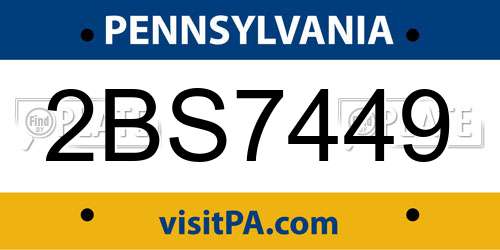 2BS7449 Pennsylvania License Plate