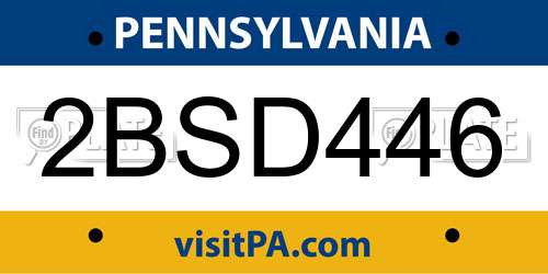 2BSD446 Pennsylvania License Plate