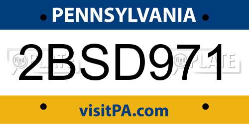 2BSD971 Pennsylvania License Plate