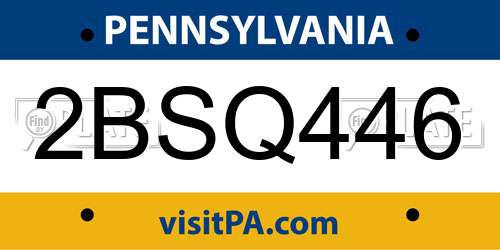 2BSQ446 Pennsylvania License Plate