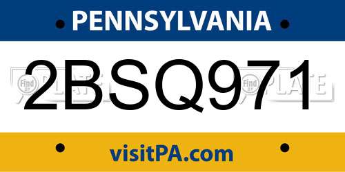 2BSQ971 Pennsylvania License Plate