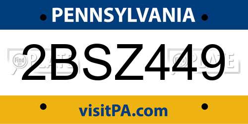2BSZ449 Pennsylvania License Plate