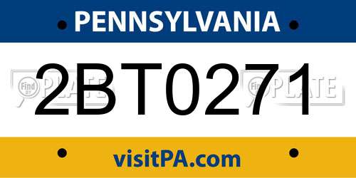 2BT0271 Pennsylvania License Plate